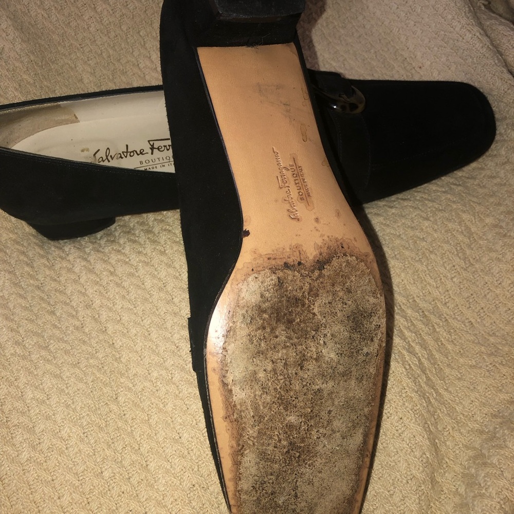 Suede tortoise buckle loafers some wear at soles. Little to no toe creasing - Picture 6 of 7